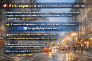 📢 Aviso importante – Concurso de Fotografía Nuevas Dimensiones · Calendario 2027